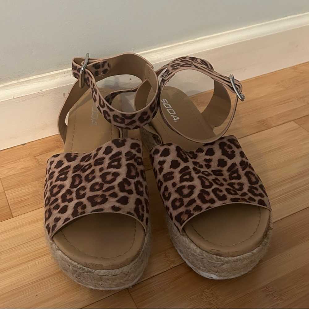 Leopard Print Platform Sandals